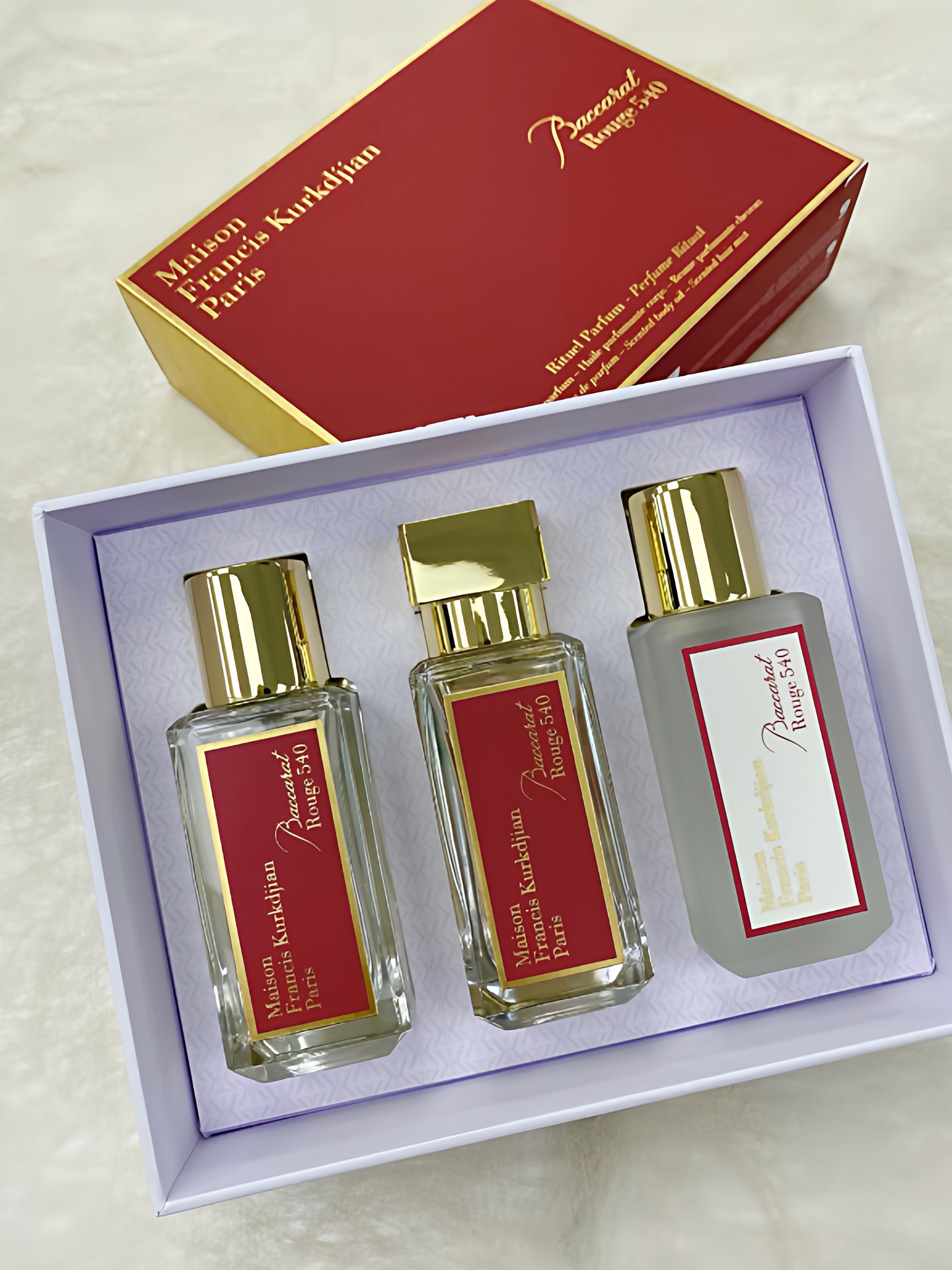 梵诗柯香MFK Baccarat Rouge540淡香精套装礼盒35ml+35ml+35ml - 实物图