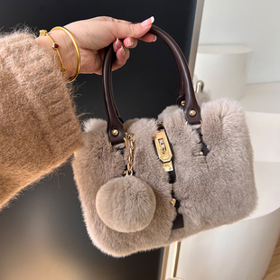 韩系獭兔毛皮草包包女针织款 可爱搭配甜美清新逛街简约小巧秋冬包