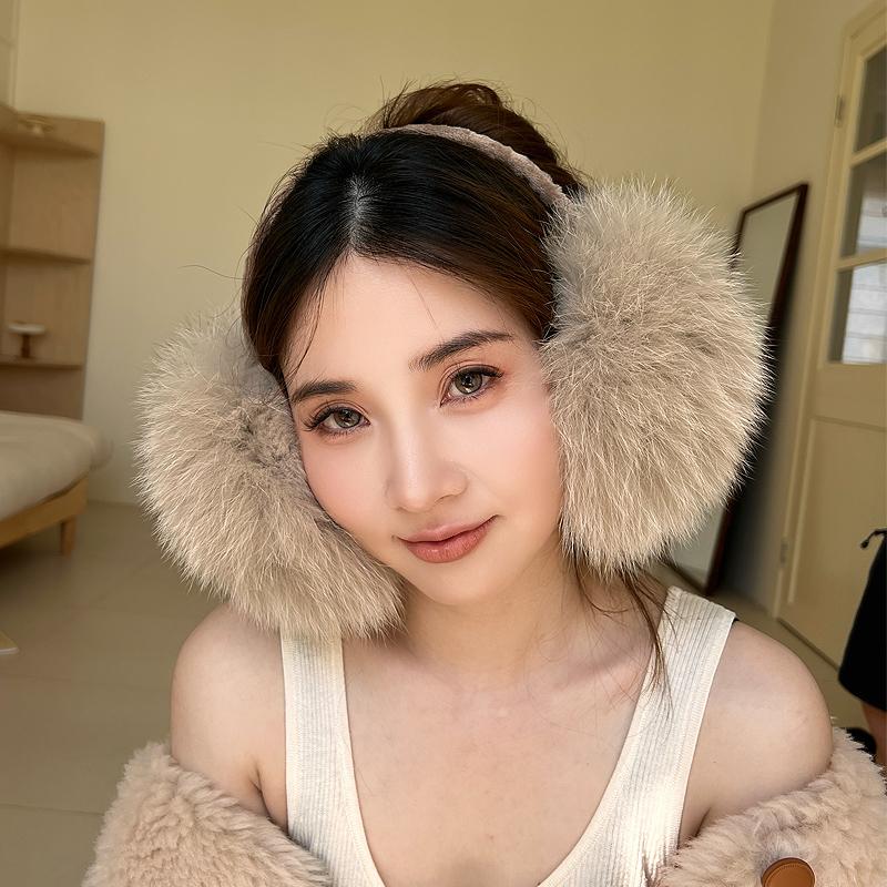 双面狐狸毛加獭兔毛冬季耳罩保暖