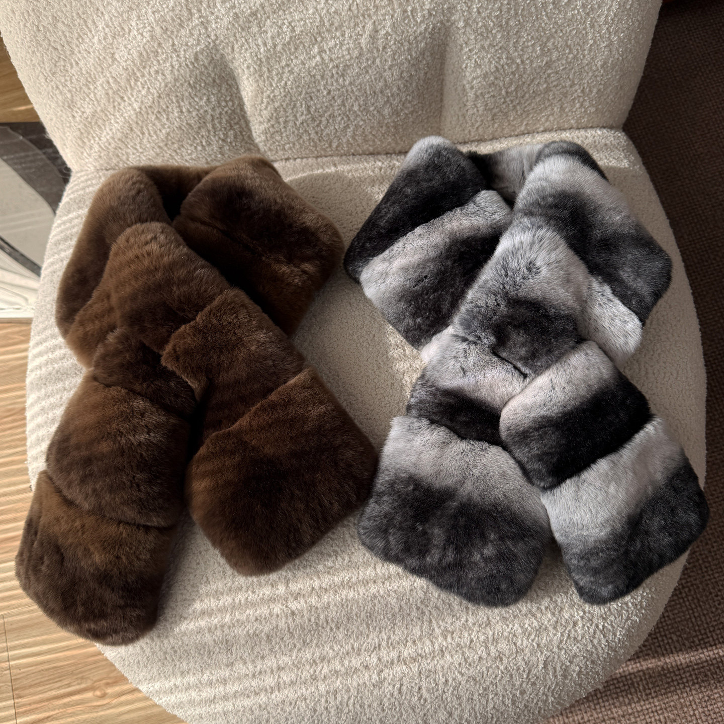 龙猫皮草围巾双面獭兔毛围脖女冬季保暖百搭交叉式围巾