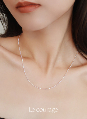 Lecourage纯银车花圆珠锁骨项链
