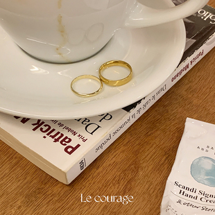 Le courage 法式光面电镀高保色18K金戒指叠戴素圈 洗澡不用摘