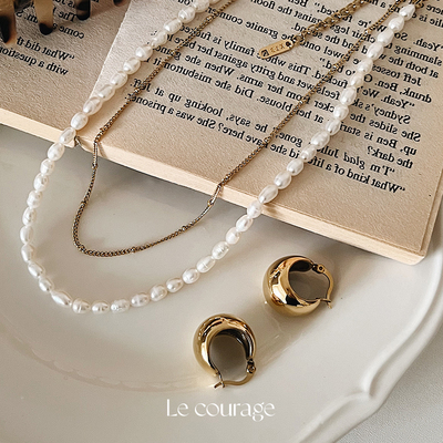 复古18K金圆球形金色耳环防过敏