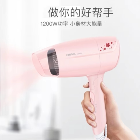 雷瓦(RIWA) 电吹风机 1200W冷热风恒温家用迷你可折叠吹风筒