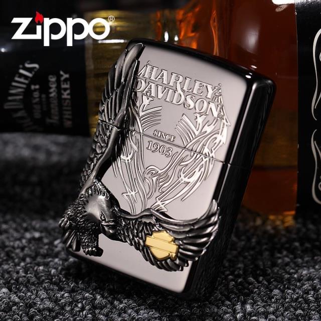 ZIPPO原装正品打火机 黑冰镀银 哈雷大侧鹰 王者归来 限量珍藏版
