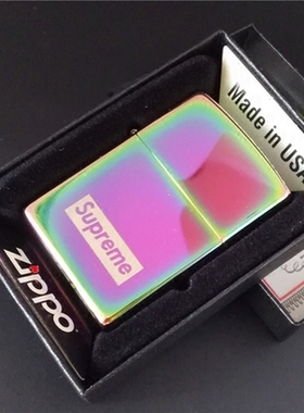 ZIPPO原装正品打火机 潮牌 幻彩supreme 16fw 彩冰 专柜正版 限量