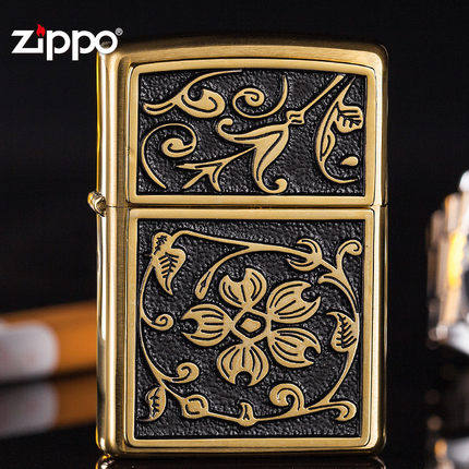 ZIPPO原装正品打火机 纯铜黑金富贵花 20903 专柜正版 限量正版ZP
