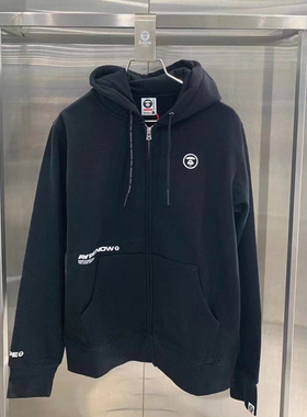 Aape加绒男厚卫衣26春秋拉链连帽外套时尚纯色绣标it潮牌香港3800