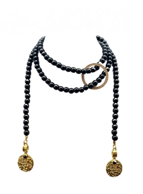 Vintage设计感百搭多种戴法可叠搭小众时尚琉璃串珠几何项链腰链