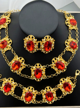 中古Vintage复古宫廷风镂空编织耳钉手链套装精致气质高级感女式