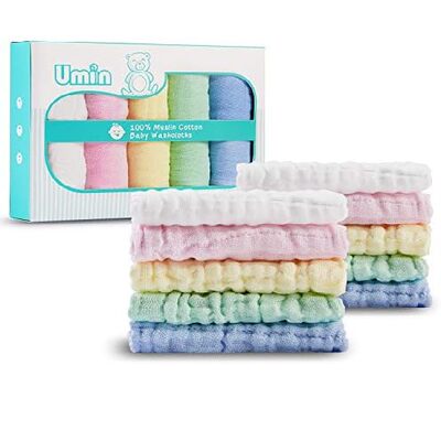 Baby Washcloths Set of 10  Soft Cotton Baby Muslin Washcloth