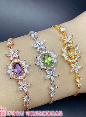 S925纯银手链空托5*7mm热销款