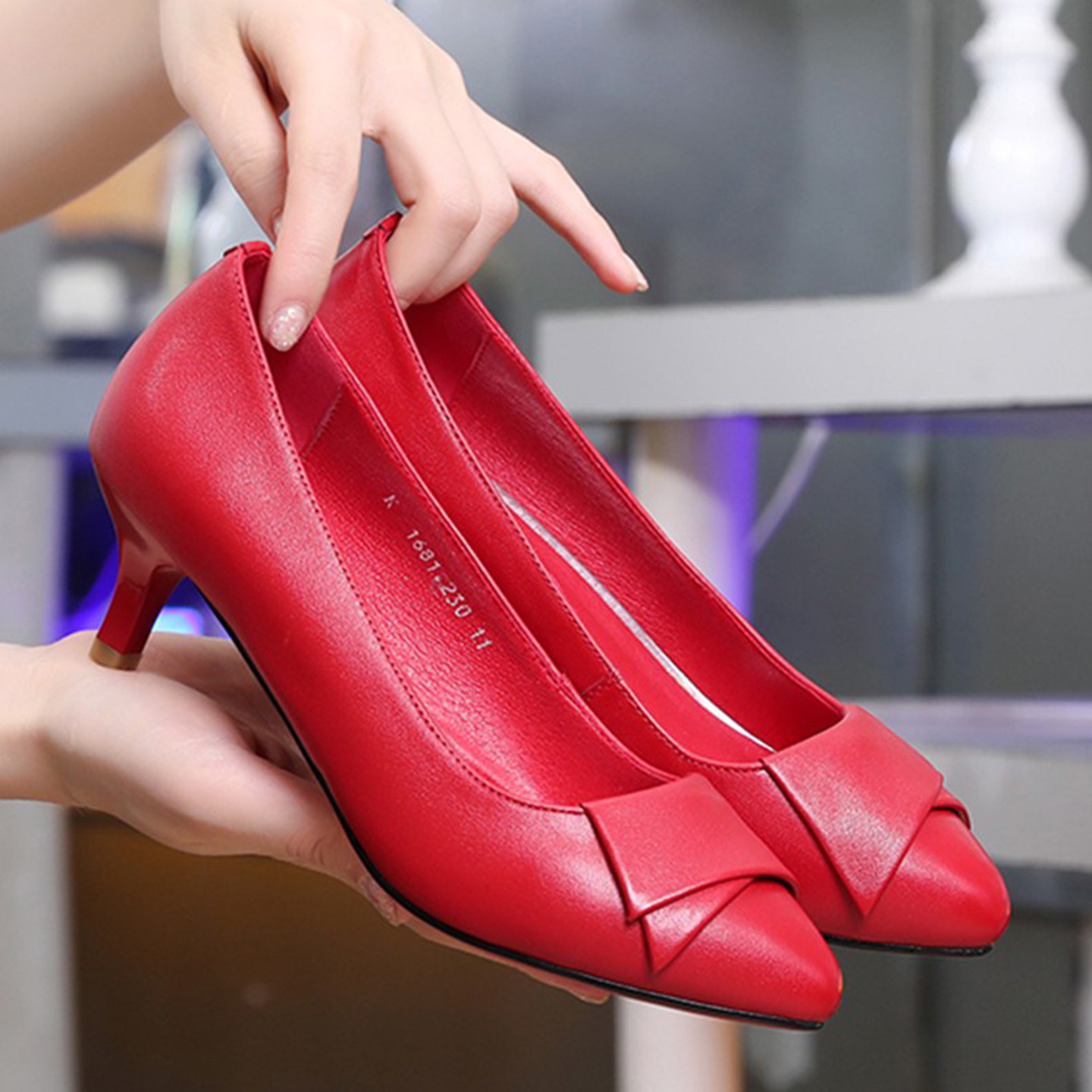 断码真皮女鞋特价清仓5厘米高跟鞋中跟女士纯真皮细跟浅口单皮鞋