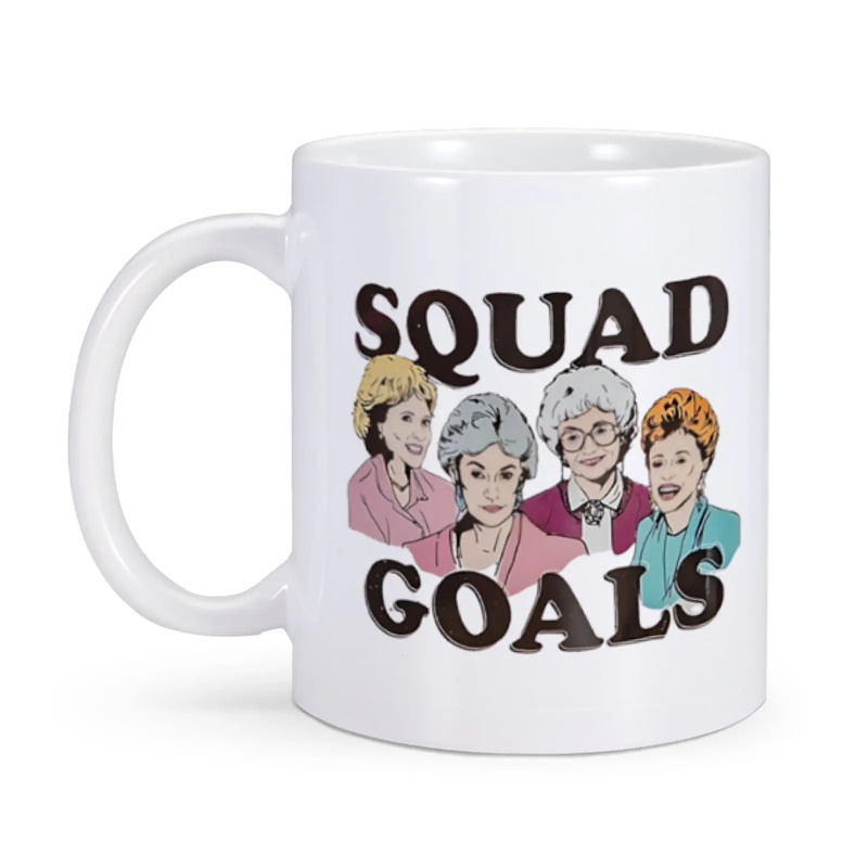 跨境欧美潮流Squad Goals热转印陶瓷杯办公用咖啡杯家用水杯
