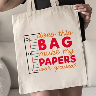 教师节礼物趣味印花帆布包 大容量托特包 老师日常通勤帆布袋