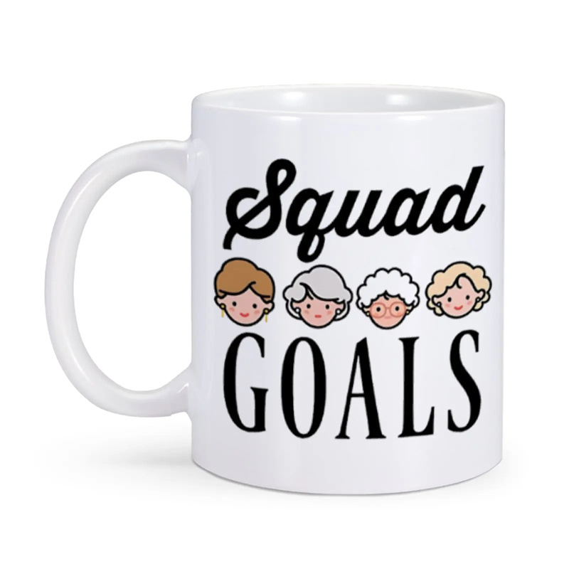 跨境欧美潮流Squad Goals热转印陶瓷杯办公用咖啡杯家用水杯