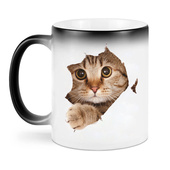 跨境新款 熊猫陶瓷咖啡马克杯子感温变色杯子