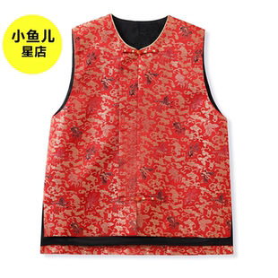 高端版轻国风新中式上衣重工复古秋季无袖刺绣设计红色背心马甲女