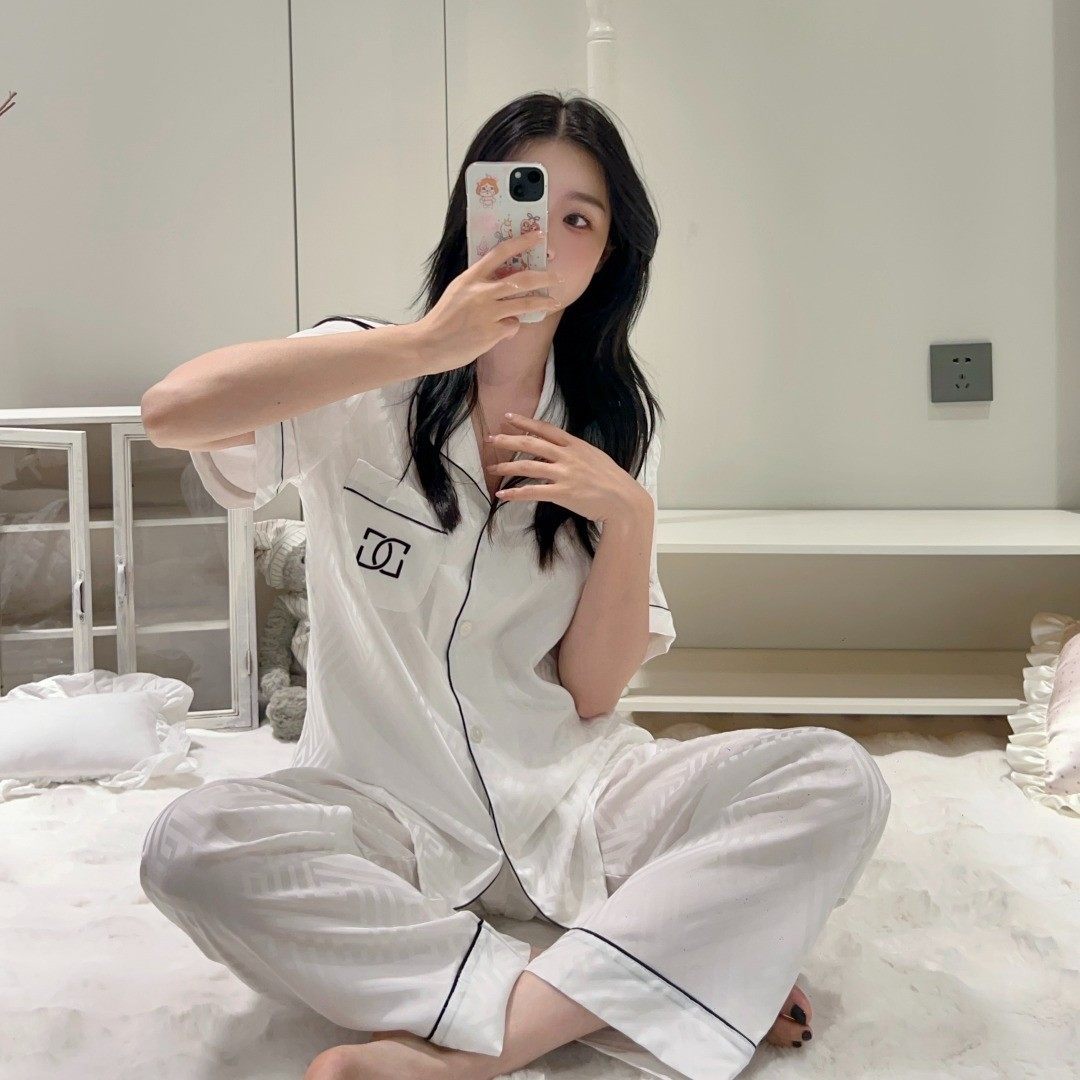 2026年春季提花刺绣冰丝情侣睡衣轻奢感短袖家居服套装薄,女士内衣/男士内衣/家居服,睡袍/浴袍,淘宝优惠券,粉丝福利购,淘宝优惠卷