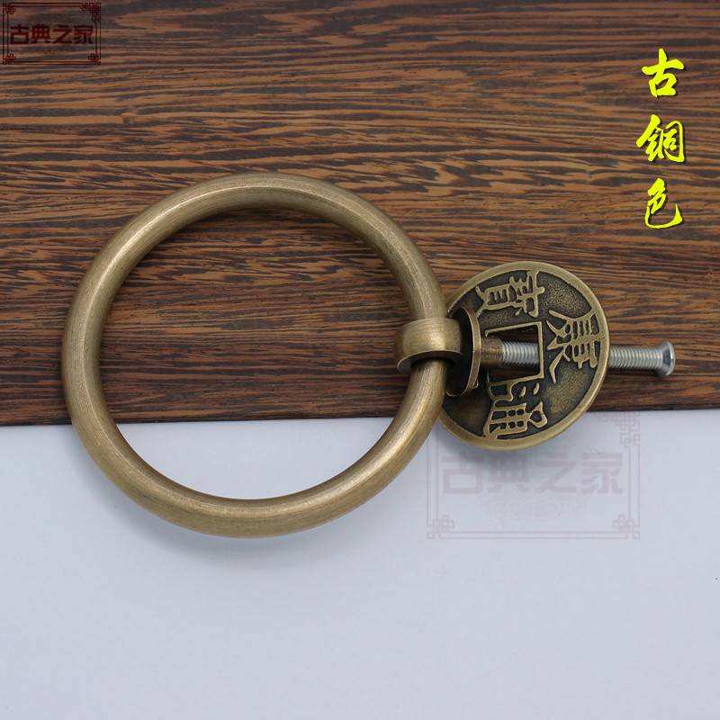 纯铜仿古门环木门铜拉环复古铜雕窗扇大门对装拉手中式纯铜大拉i.
