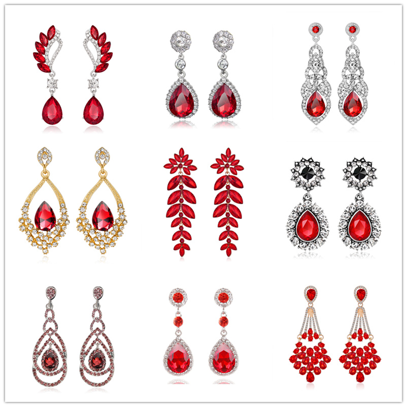 亮晶晶夸张水滴吊坠耳环欧美气质