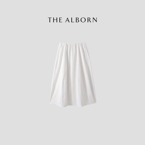 奥莉酱THE ALBORN·“简行叙事”进口褶皱肌理面料抗皱极简风半裙