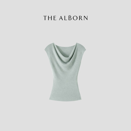 奥莉酱THE ALBORN·“浪漫主义”桑蚕丝绵羊毛混纺 荡领针织上衣