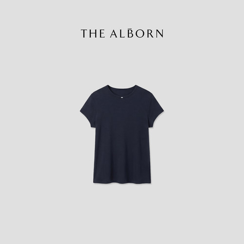 奥莉酱THE ALBORN·“无所不搭”36针天丝桑蚕丝混纺 圆领短袖T恤