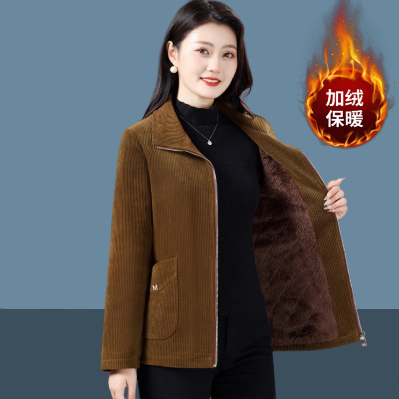 中老年妈妈装灯芯绒外套