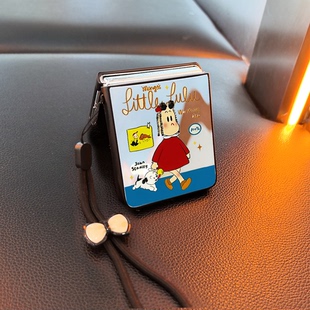 遛狗女孩适用小米mixflip华为purax手机壳pocket2镜子novaflip三星zflip7654卡通vivox可爱oppofindn3n2女p50