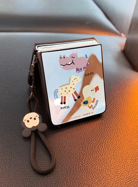 4只动物适用小米mixflip华为purax手机壳pocket2镜子novaflip三星zflip7654卡通vivox可爱oppofindn3n2女p50