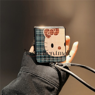 flip绳p50 5卡通vivox皮oppofindn3n2女荣耀v小米mix 格纹猫适用华为pocket2手机壳purax硬nova三星zflip7