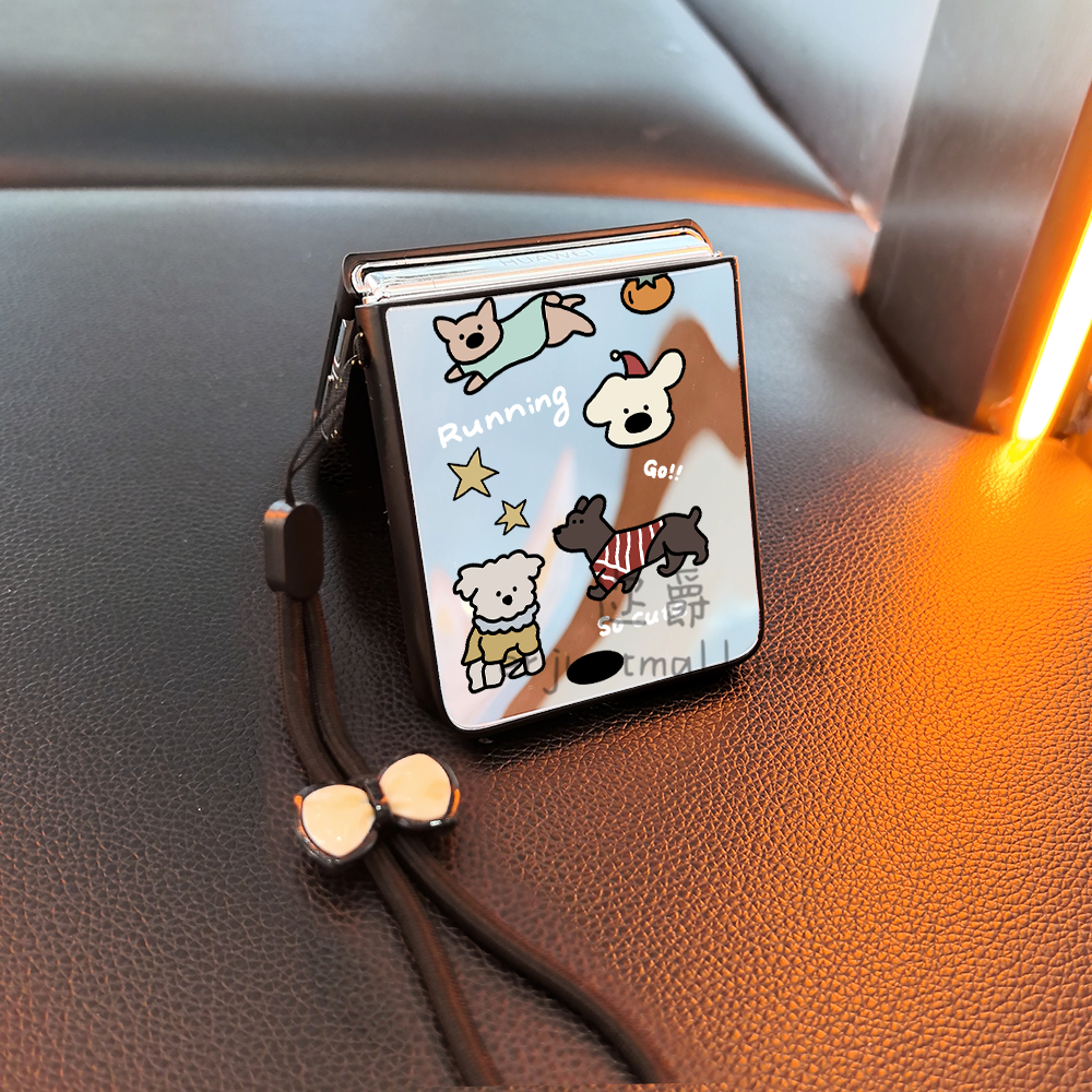 英文小狗适用小米mixflip华为purax手机壳pocket2磨砂novaflip三星zflip7654卡通vivox可爱oppofindn3n2女p50