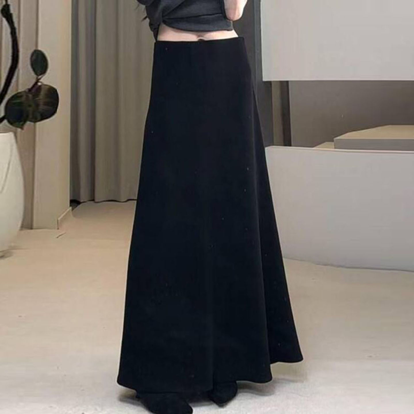 秋冬A字加长半身裙新款