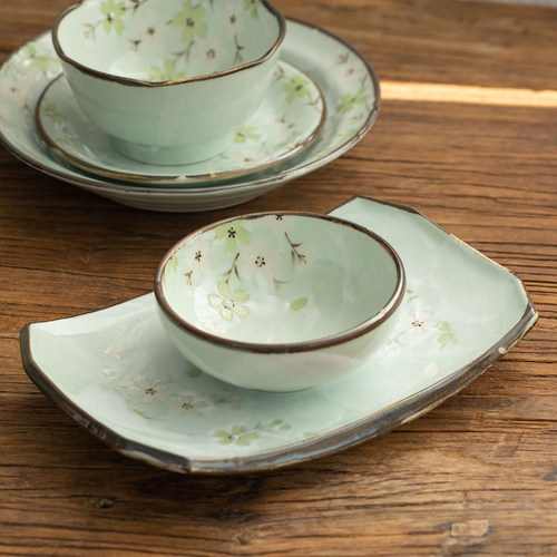 日本进口秋樱碗盘碟釉下彩餐具