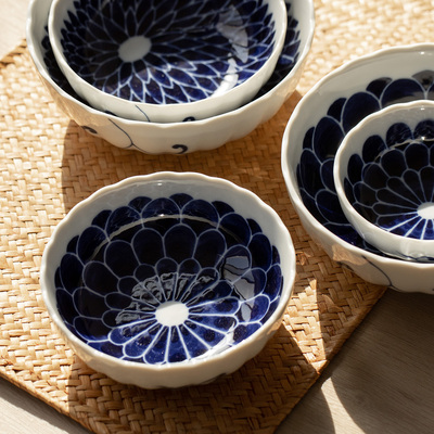 日本进口菊陶瓷饭碗汤碗餐具套装