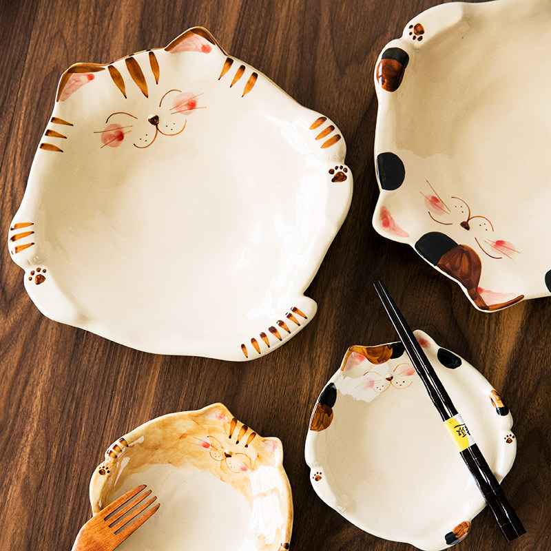 波佐见烧祥窑福猫水果沙拉餐盘