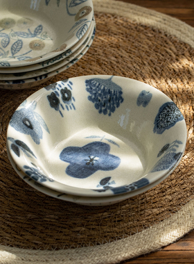 日本进口加藤真治森系童话陶瓷盘日式饭盘深菜盘早餐盘水果酸奶碗