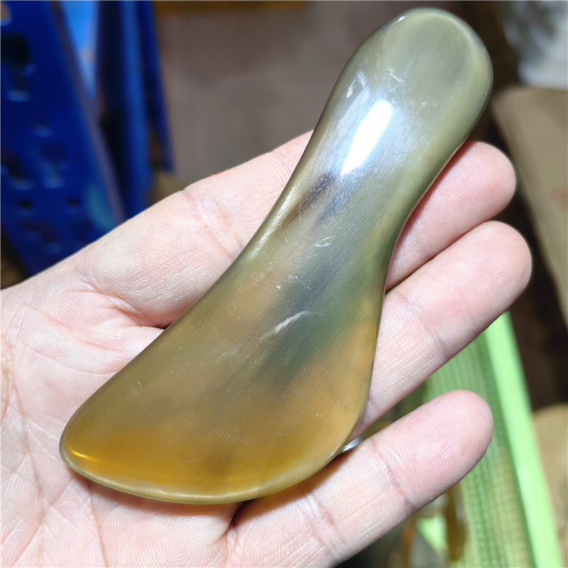 11X4厘米精品美容刀形黄牛角刮痧板牛角面部刮腿身体按摩开背灌肤