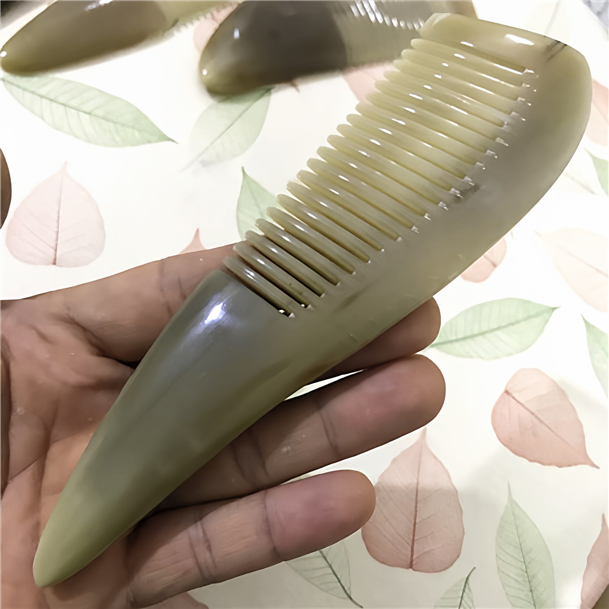 14-18厘米黄牛角梳小角厚实 牛角梳子天然保健护发送女友闺蜜老婆