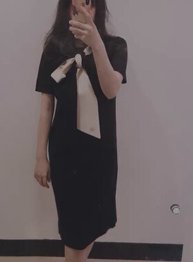 OL通勤H显瘦针织系带气质连衣裙