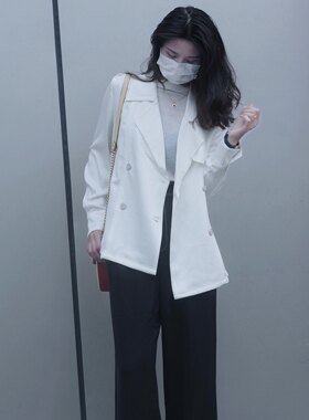 杨紫同款三醋酸重工提花衬衫薄款外套西装领垂感气质春秋小西服