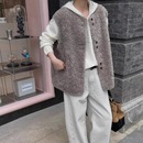 欧洲站25637秋冬25新款 小纽扣颗粒羊毛叠穿马甲女515 休闲圆领无袖