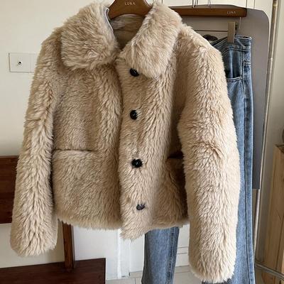 冬季韩国短款羊剪绒皮草外套时尚