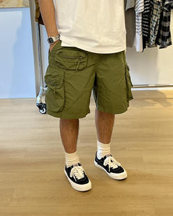 Ben Steven多口袋工装短裤男夏季薄款宽松直筒五分休闲中裤子潮牌