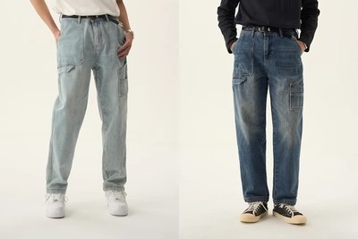 重磅男式水洗复古长裤牛仔裤