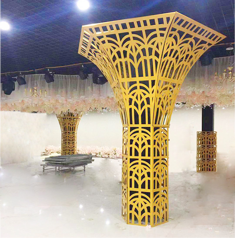 婚庆道具铁艺高端镂空六边形酒店布置装饰宴会厅包柱子婚礼堂定制