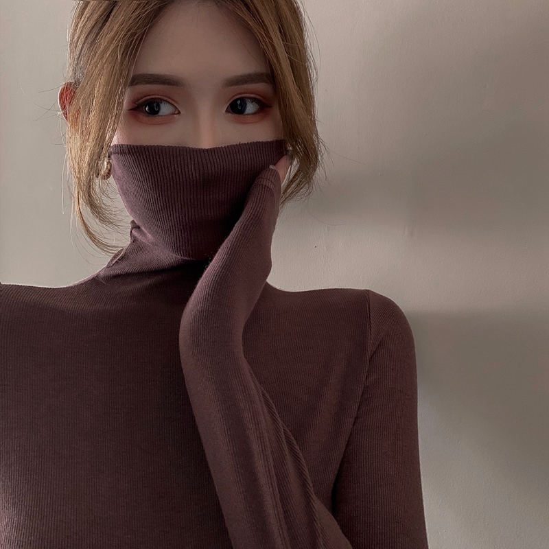 Real shot of Winter Hong Kong Style A and SA black coffee T-shirt with Wang Dui pile high collar rayon thread elastic backing shirt