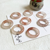 天然新疆桃花酿女款 戒圈指环芙蓉色素圈戒指玉石温柔气质闺蜜礼物