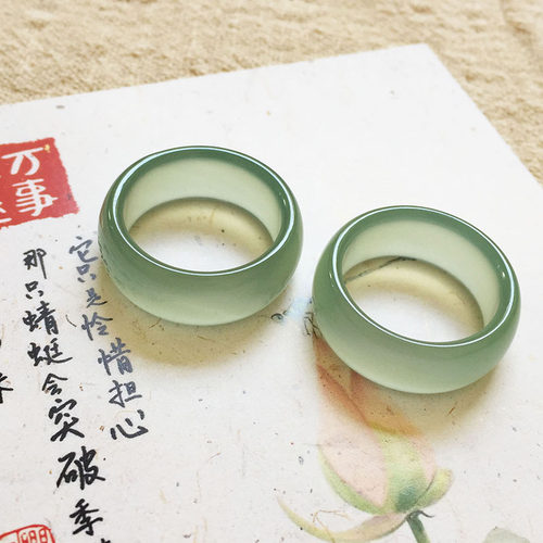 油青色天然玛瑙玉石戒指清透